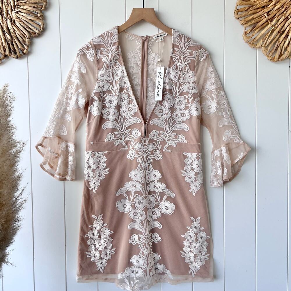 For Love and Lemons mini dress mesh embroidered floral embroidery - Picture 6 of 11